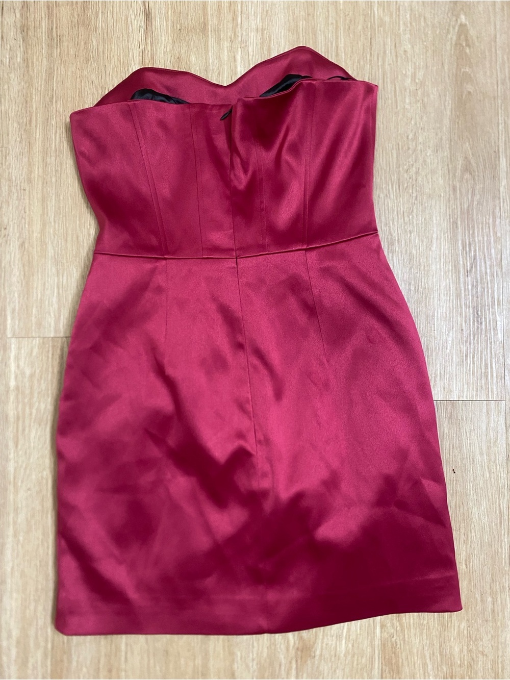 Tia Dorraine Strapless Satin Sweetheart Mini Dress in Burgundy - Picture 4 of 8